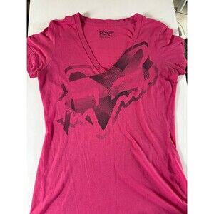 Y2K Fox Racing Baby Tee Pink Woman’s Size Medium Short Sleeve (E)